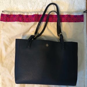 Navy Tory Burch Emerson small tote
